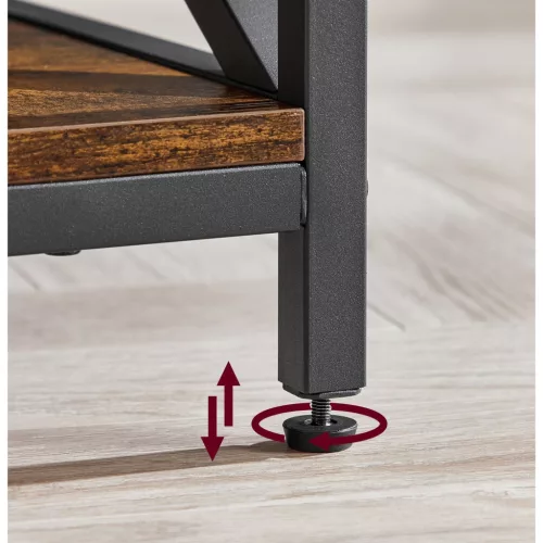 Dohányzóasztal, emelhető asztallappal, rejtett tárolóval, rusztikus barna és fekete