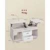 Dohányzóasztal, emelhető asztallap, két fiókkal, tárolóval, greige 100x50x45cm