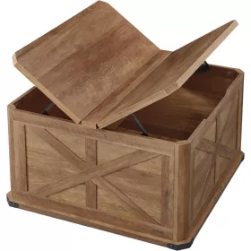 VASAGLE vidéki stílusú dohányzóasztal tárolóval, négyzet alakú dohányzóasztal nappaliba,