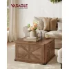 VASAGLE vidéki stílusú dohányzóasztal tárolóval, négyzet alakú dohányzóasztal nappaliba,