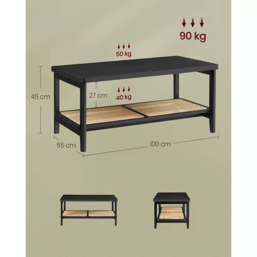 VASAGLE Dohányzóasztal 2 Szintes Nappali Asztal Tárolóhellyel Nappali Kanapé Asztal