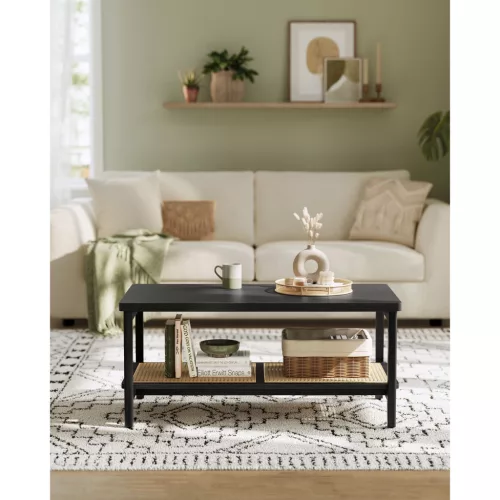 VASAGLE Dohányzóasztal 2 Szintes Nappali Asztal Tárolóhellyel Nappali Kanapé Asztal