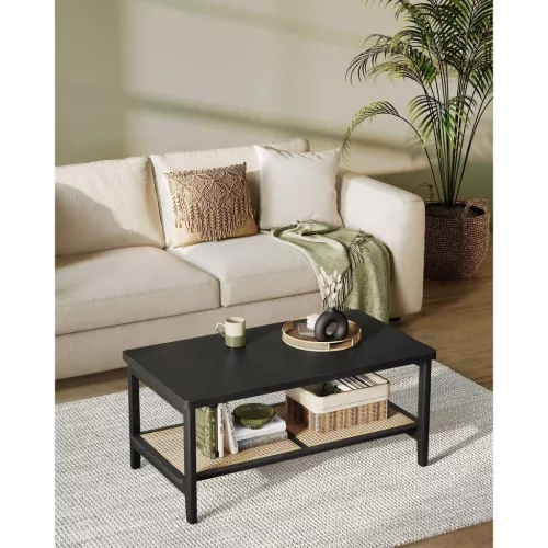 VASAGLE Dohányzóasztal 2 Szintes Nappali Asztal Tárolóhellyel Nappali Kanapé Asztal