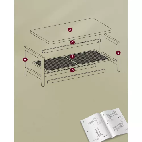 VASAGLE Dohányzóasztal 2 Szintes Nappali Asztal Tárolóhellyel Nappali Kanapé Asztal