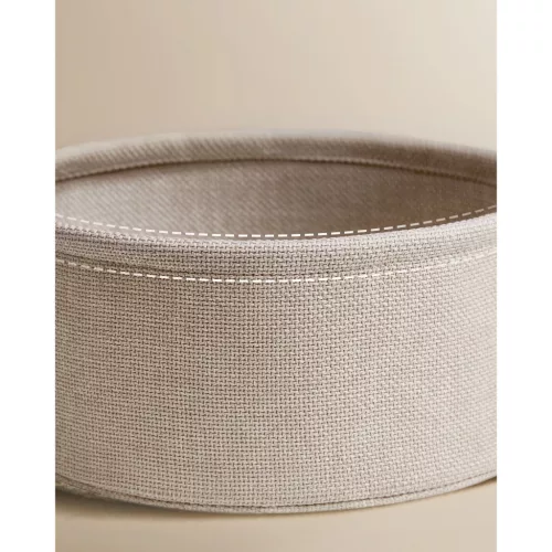 Dohányzóasztal, kerek, tárolóval, modern stílusú, fehér és világos barna, 80 cm