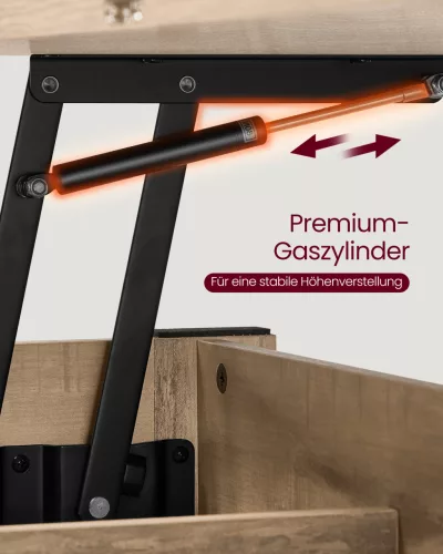 Dohányzóasztal, emelhető asztallappal, 2 fiókkal, világos barna