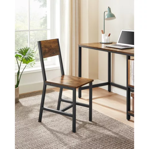 2 db étkezőszék, fém vázzal, kárpitozott, rusztikus barna