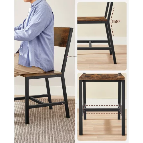 2 db étkezőszék, fém vázzal, kárpitozott, rusztikus barna