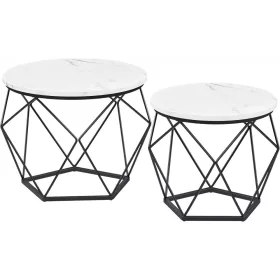 VASAGLE Kerek kávéasztalok, 2 darab mellék asztal, modern stílus, levehető asztallap, acél