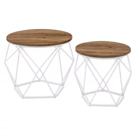 VASAGLE Kerek Dohányzóasztalok, 2 db-os Kisasztal Készlet, Modern Stílus, Levehető