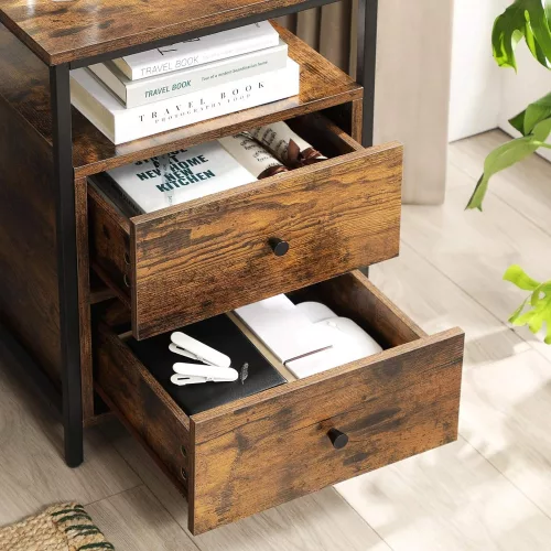 VASAGLE Éjjeliszekrény, Éjjeli asztal, Oldalsó asztal, 45 x 45 x 60 cm, Nyitott polc,