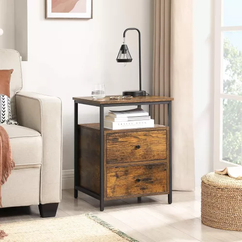 VASAGLE Éjjeliszekrény, Éjjeli asztal, Oldalsó asztal, 45 x 45 x 60 cm, Nyitott polc,