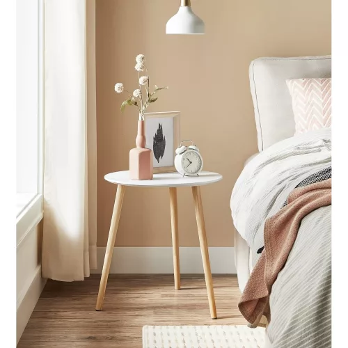 VASAGLE Fészekbe rakható oldalsó asztal, kerek végződésű asztal, 2 darabos