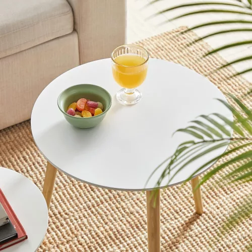 VASAGLE Fészekbe rakható oldalsó asztal, kerek végződésű asztal, 2 darabos