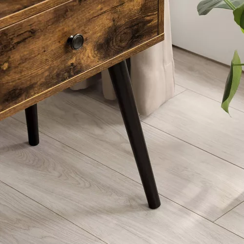 VASAGLE Éjjeliszekrény, Végasztal, Kanapé melletti asztal fiókkal és kúpos