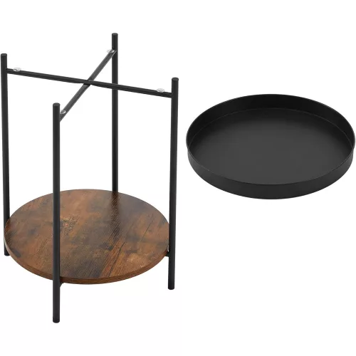 VASAGLE 2 szintes mellékasztal, végasztal mozgatható tálcával, kávézóasztal,