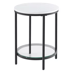 Vasagle LGT025B01 Konzol asztal 2 polccal, edzett üveggel, tároló polccal, fém vázzal,