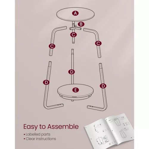 VASAGLE Kerek Éjjeliszekrény 2 Szintes Kanapé Asztal Üveglappal és Forgácslap