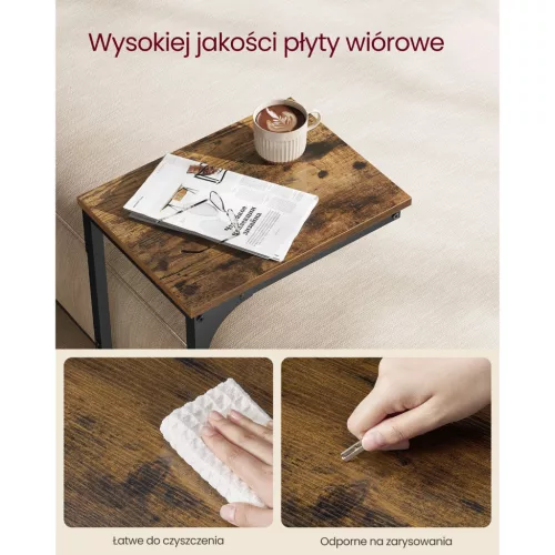 VASAGLE C-alakú dohányzóasztal, kis oldalasztal kanapéhoz, fém vázas asztal nappaliba,