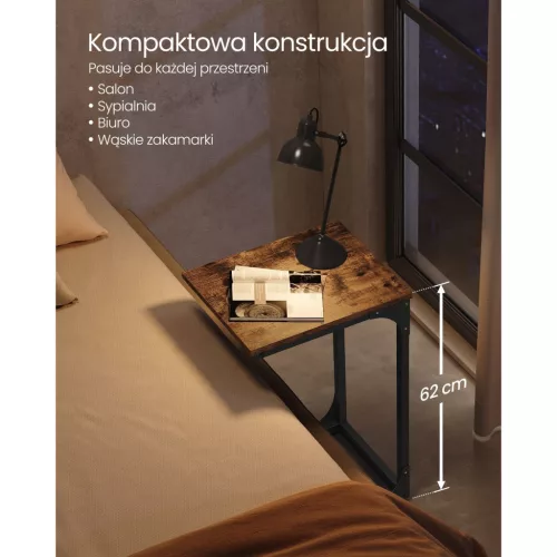 VASAGLE C-alakú dohányzóasztal, kis oldalasztal kanapéhoz, fém vázas asztal nappaliba,