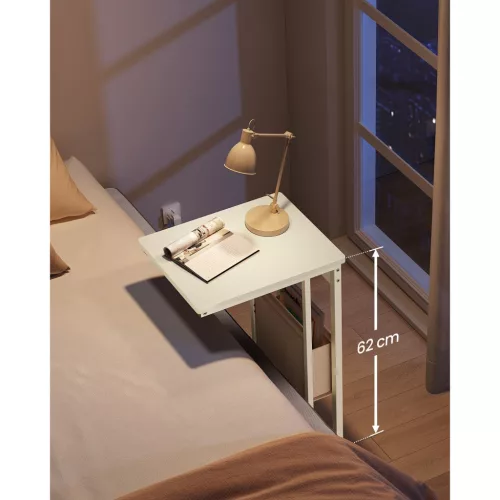 VASAGLE oldalsó asztal, éjjeliszekrény aljzatokkal, C alakú, dohányzóasztal kis terekhez, 2