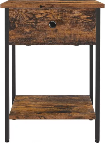 VASAGLE Éjjeliszekrény, Éjjeli asztal, Oldalsó asztal fiókkal és polccal, Vége asztal,