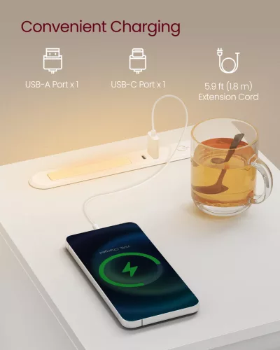 Éjjeliszekrény USB aljzattal, LED világítással, fehér 40x30x50cm