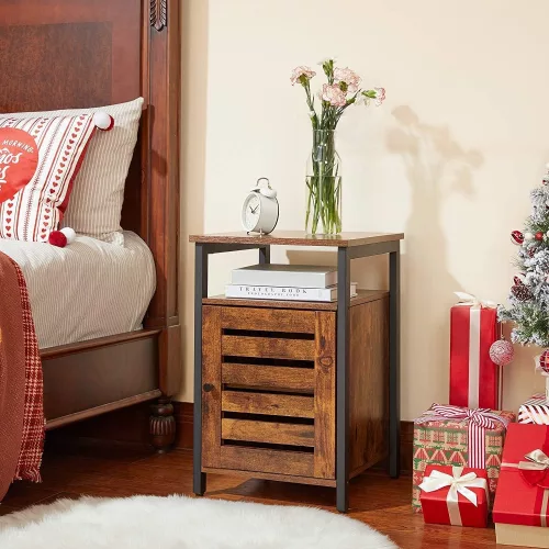 VASAGLE Éjjeliszekrény, Éjjeli asztal 2 polccal, Állítható polc, Acél váz, 40 x 40 x 60 cm,