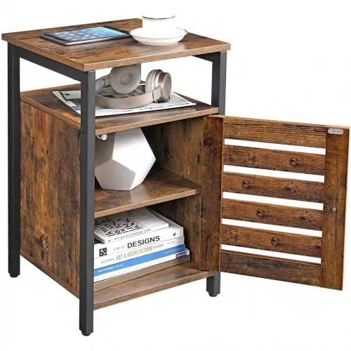 VASAGLE Éjjeliszekrény, Éjjeli asztal 2 polccal, Állítható polc, Acél váz, 40 x 40 x 60 cm,