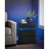 Éjjeli szekrény LED világítással, 3 fiókkal, fekete 35x40x55cm