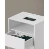Éjjeli szekrény, fiókos, USB aljzattal, modern, fehér 40x30x50cm