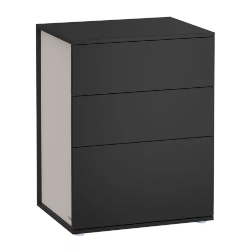 Éjjeli szekrény, 3 fiókkal, modern, fekete és bézs 40x40x60cm