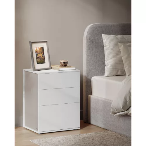 VASAGLE Szupergyors, szerszám nélküli összeszerelésű éjjeliszekrény, 3 tárolófiókkal,