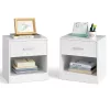 VASAGLE éjjeliszekrények, 2 darabos szett, oldalsó asztal fiókkal, fogantyúval, nyitott