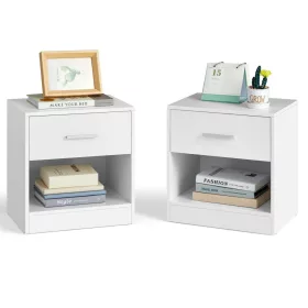 VASAGLE éjjeliszekrények, 2 darabos szett, oldalsó asztal fiókkal, fogantyúval, nyitott