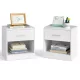 VASAGLE éjjeliszekrények, 2 darabos szett, oldalsó asztal fiókkal, fogantyúval, nyitott