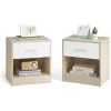 2 db éjjeliszekrény szett, fiókos, bézs