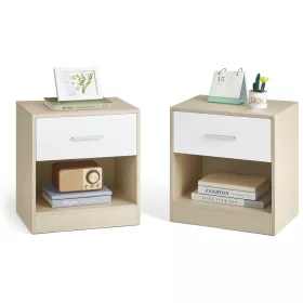 2 db éjjeliszekrény szett, fiókos, bézs