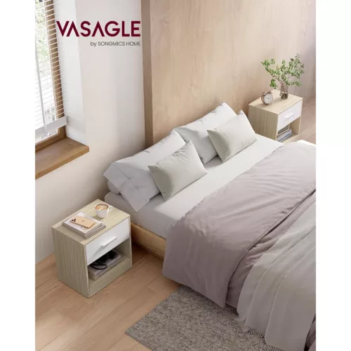 2 db éjjeliszekrény szett, fiókos, bézs