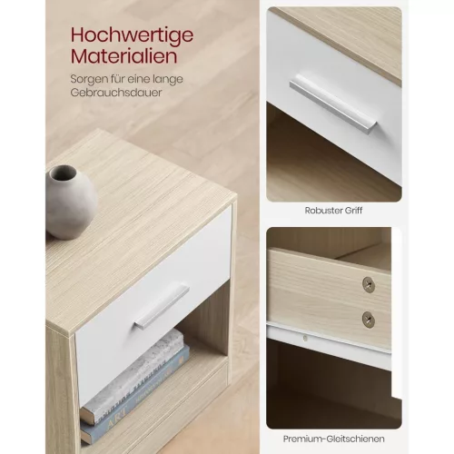 2 db éjjeliszekrény szett, fiókos, bézs