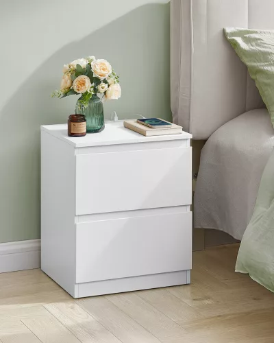 2 db éjjeliszekrény, fiókos, USB aljzattal, felhőfehér 40x35x60cm