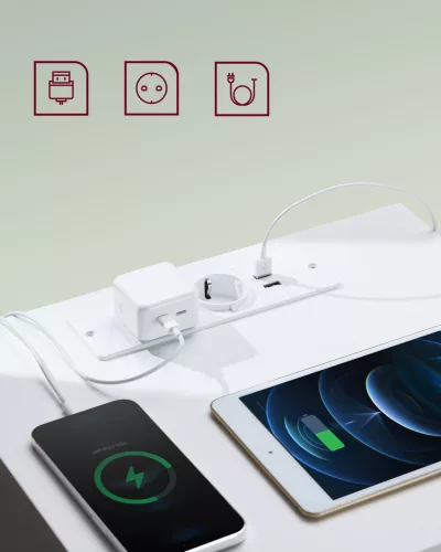 2 db éjjeliszekrény, fiókos, USB aljzattal, felhőfehér 40x35x60cm