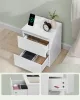 2 db éjjeliszekrény, fiókos, USB aljzattal, felhőfehér 40x35x60cm