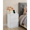 2 db éjjeliszekrény, fiókos, modern, USB aljzattal, fehér 40x30x50cm