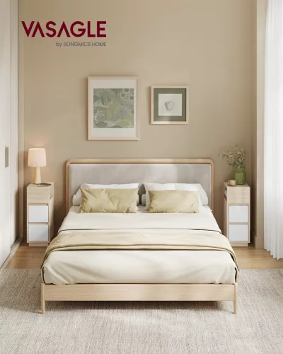 2 db éjjeliszekrény, keskeny, fiókos, nyitott rekesszel, bézs és fehér