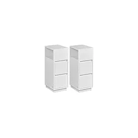   2 db keskeny éjjeliszekrény, 2 fiókkal, nyitott rekesszel, felhőfehér 40x30x60cm