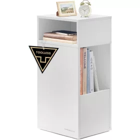   Vékony éjjeli szekrény, gyors összeszerelés, fehér, 30 x 25 x 59 cm