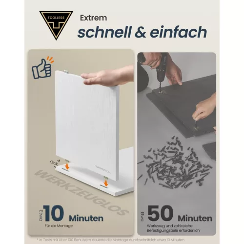 Vékony éjjeli szekrény, gyors összeszerelés, fehér, 30 x 25 x 59 cm