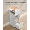 Vékony éjjeli szekrény, gyors összeszerelés, fehér, 30 x 25 x 59 cm