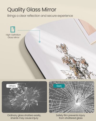 Teljes hosszúságú tükör, lekerekített téglalap, állványos, fekete